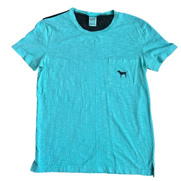 PINK by Victoria’s Secret Aqua and black t-shirt size small NWOT - Picture 1 of 7
